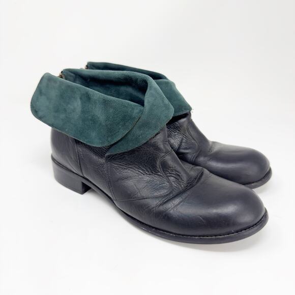 Schuler & Sons Shoes - Schuler & Sons Philadelphia Womens Suede Contrast Cuff Leather Black Booties 9B